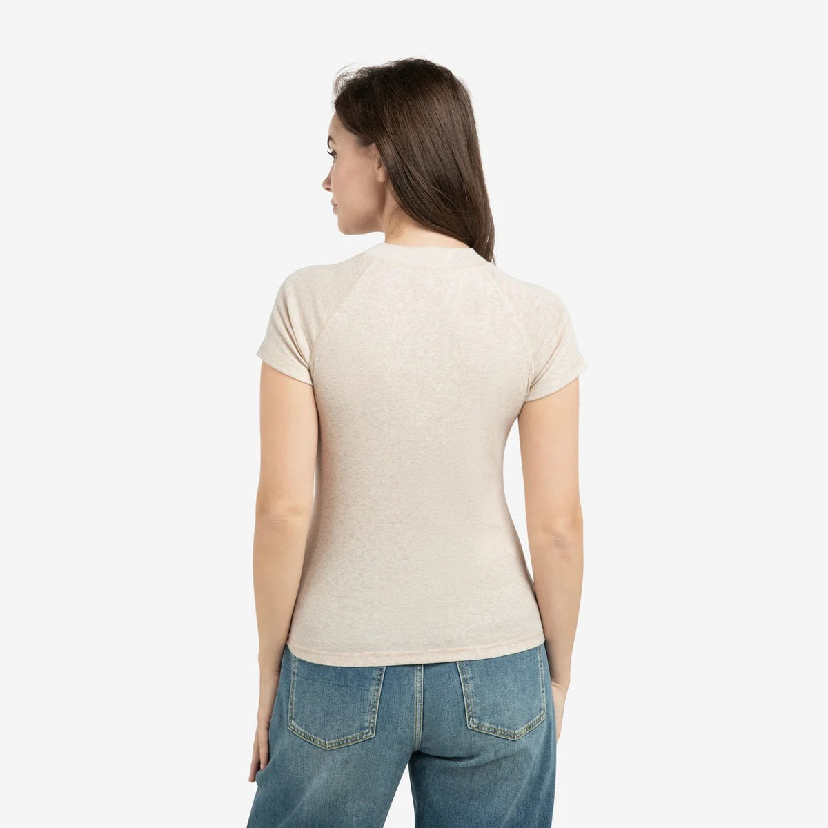 Melange Top with Short Raglan Sleeves