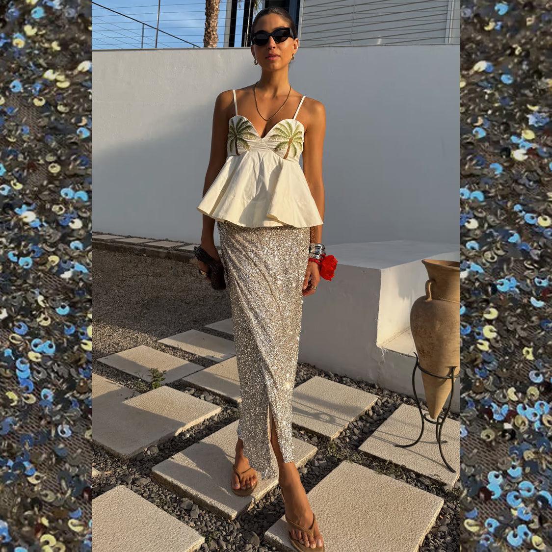 Sequin Maxi Wrap Jaspre Skirt