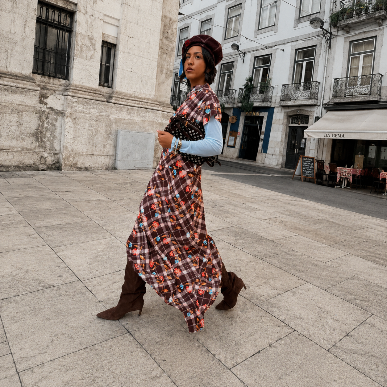 Check Floral Lottie Skirt