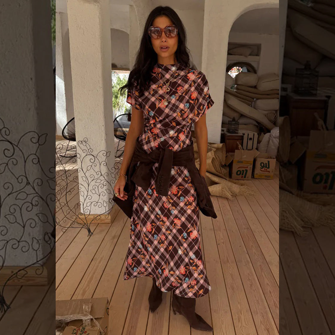 Check Floral Lottie Skirt