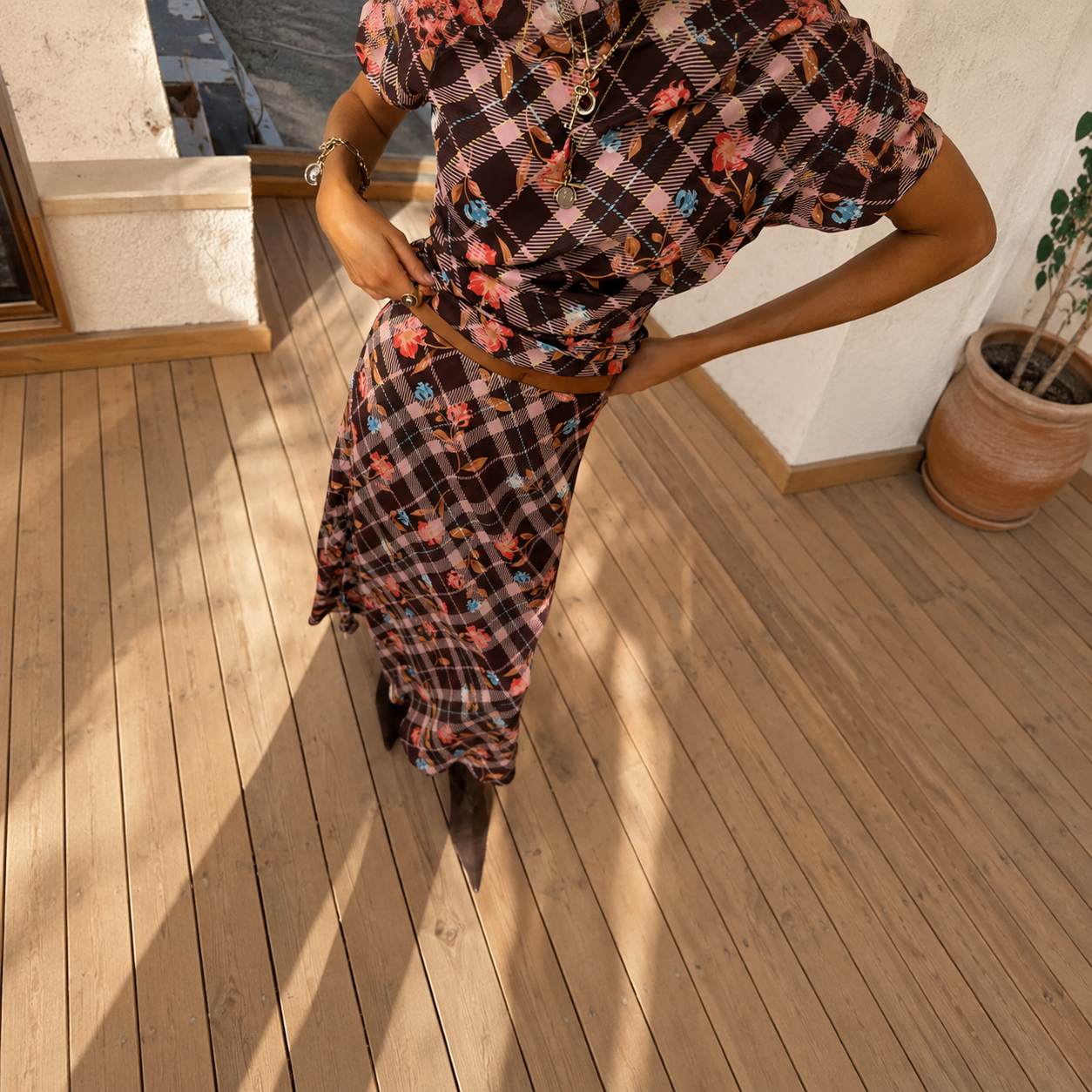 Check Floral Lottie Skirt