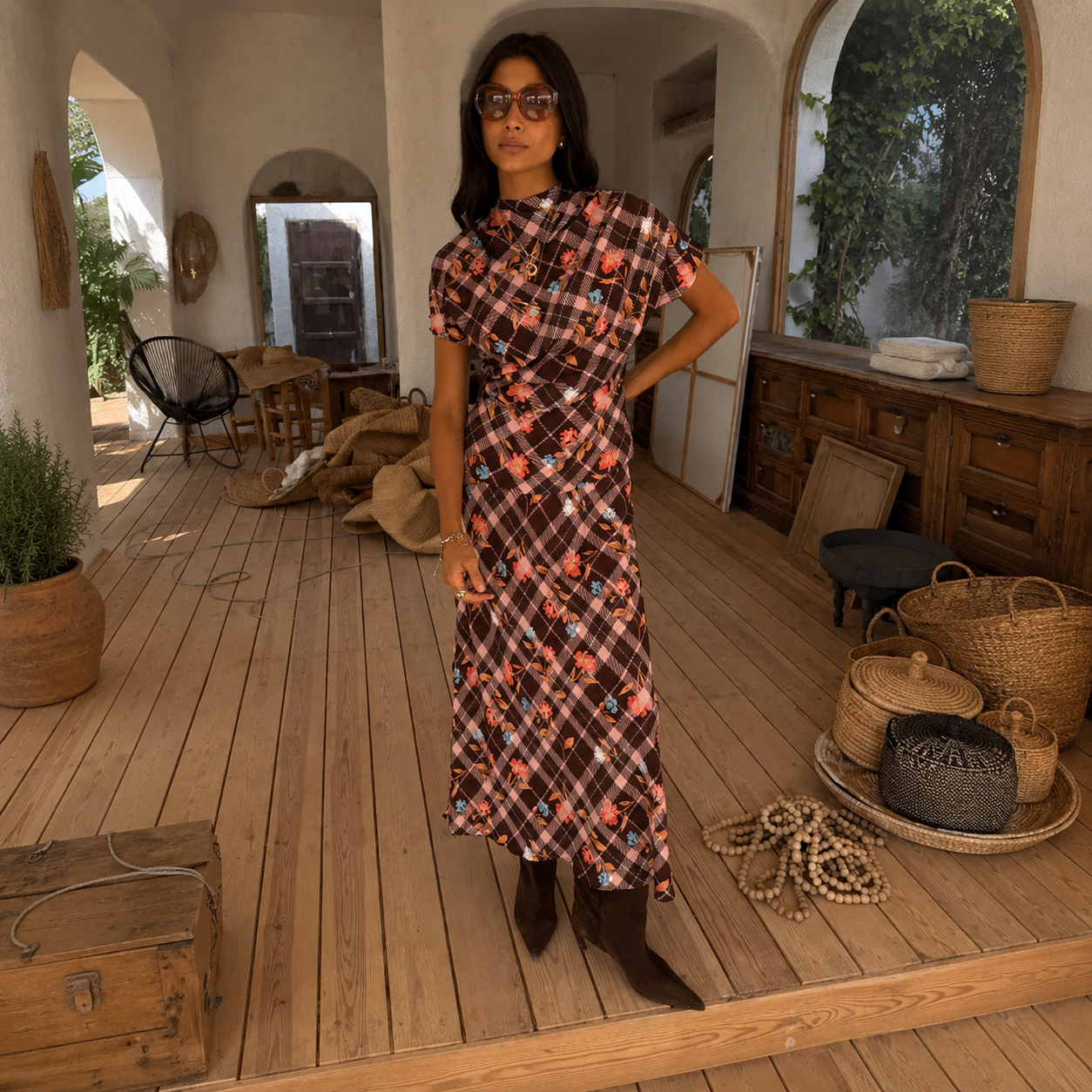 Check Floral Lottie Skirt