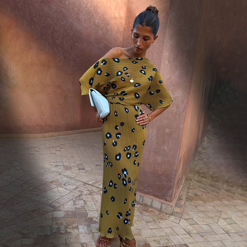 Olive Blurred Leopard Tilly Dress