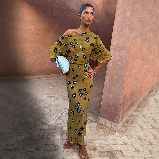 Olive Blurred Leopard Tilly Dress