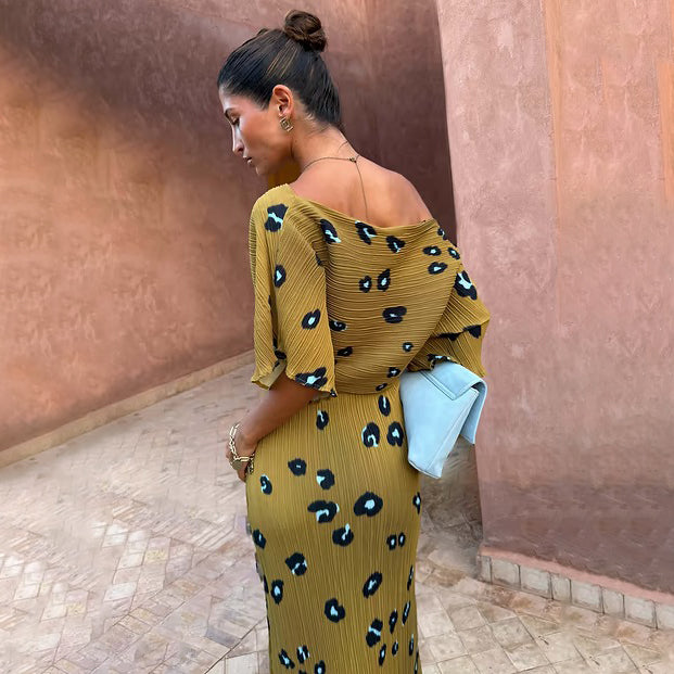Olive Blurred Leopard Tilly Dress