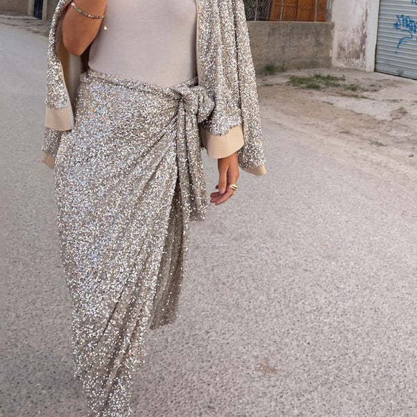 Sequin Maxi Wrap Jaspre Skirt