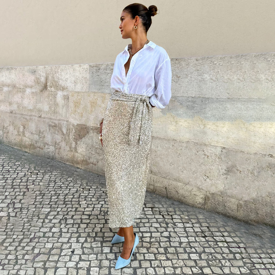 Sequin Maxi Wrap Jaspre Skirt