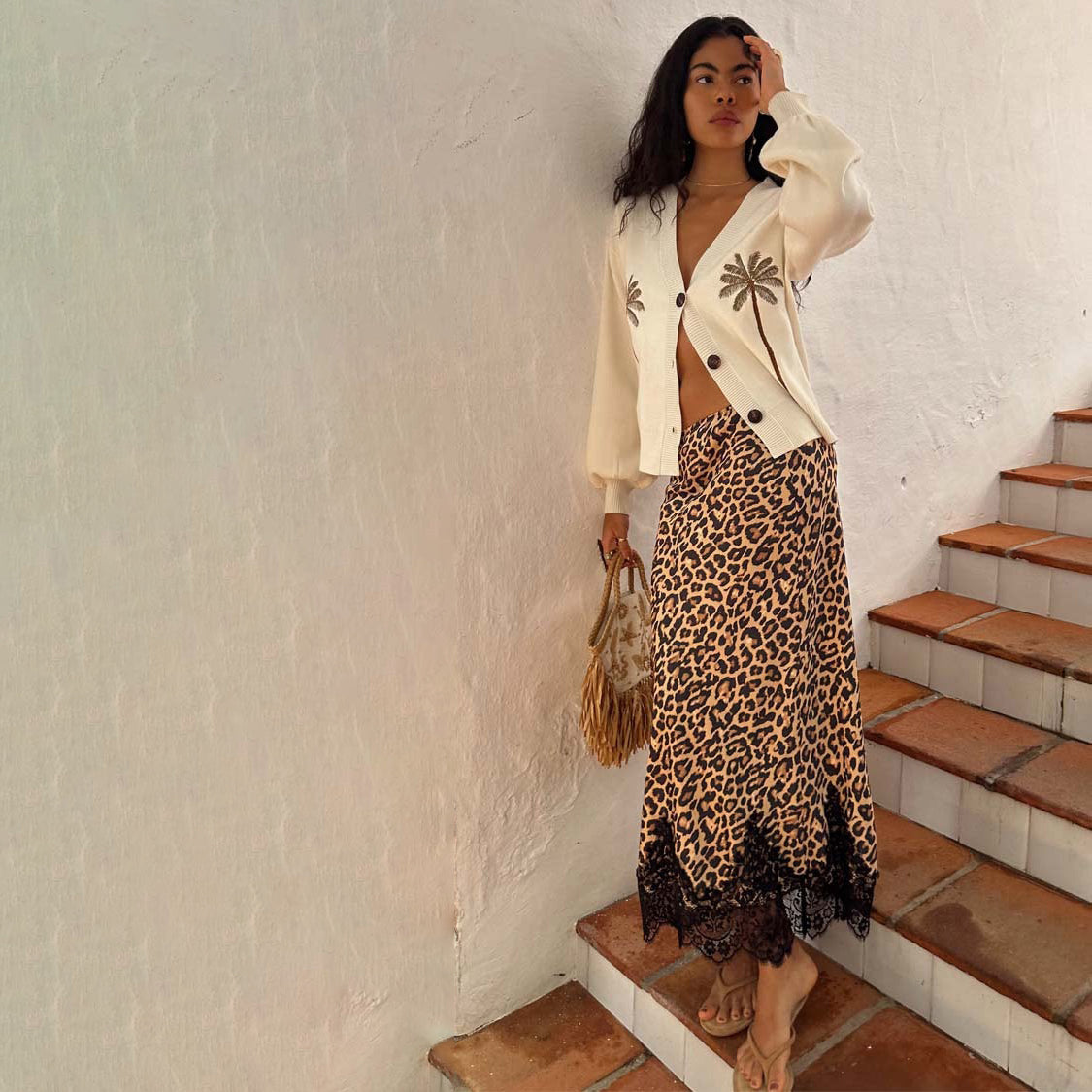 Leopard Lace Maeva Midi Skirt