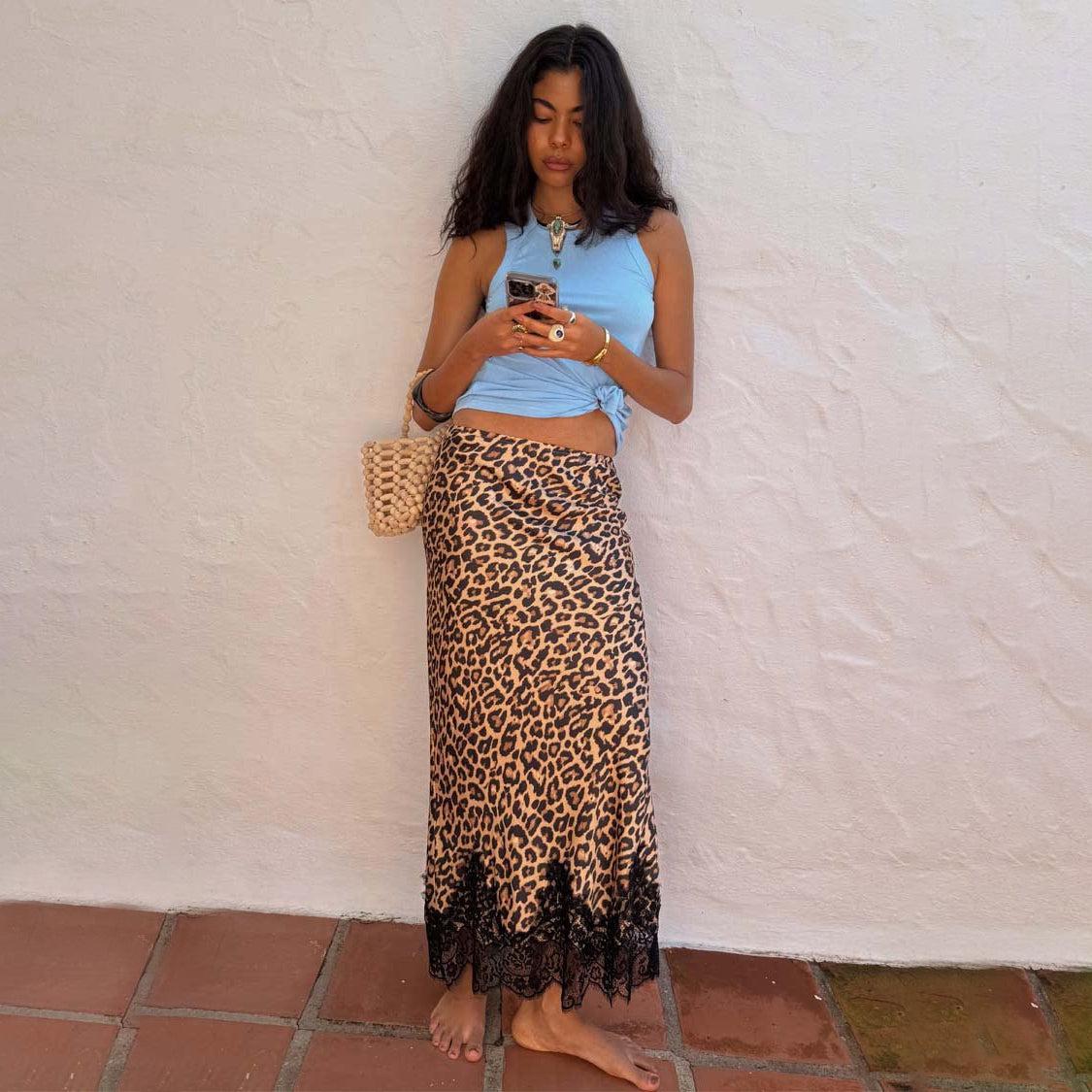 Leopard Lace Maeva Midi Skirt