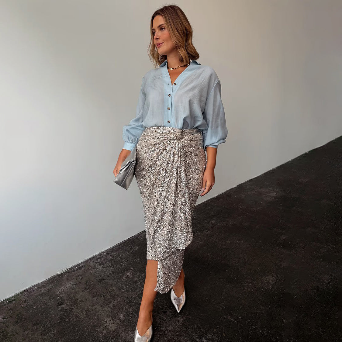 Sequin Maxi Wrap Jaspre Skirt