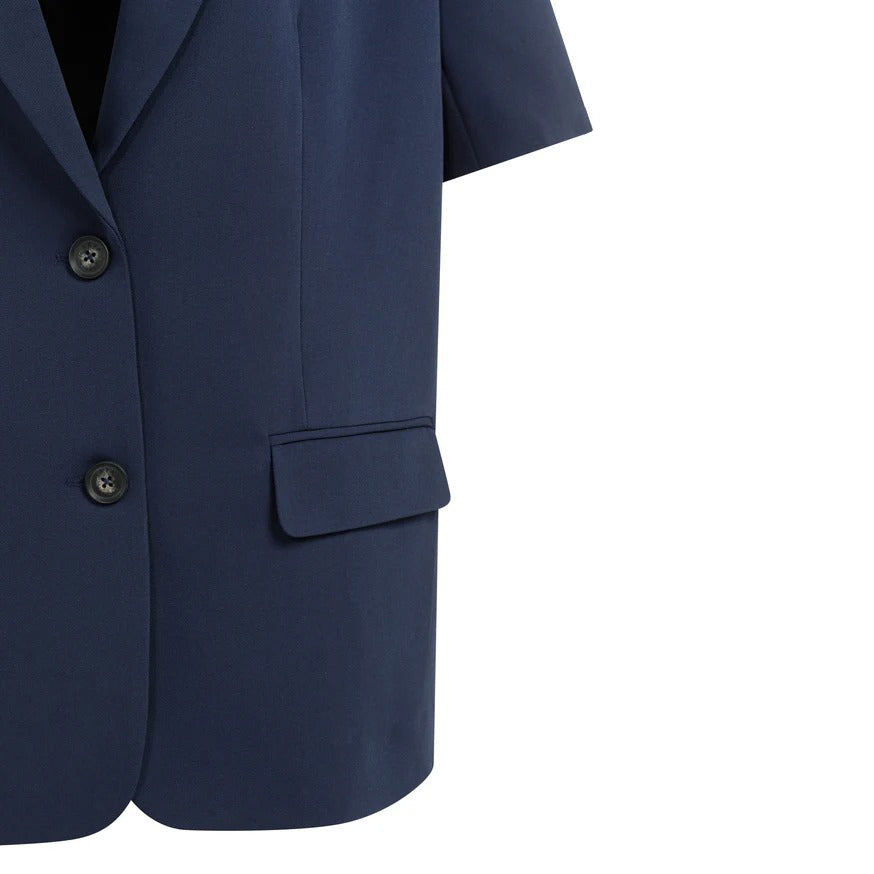 Oversized Blazer with Short Sleeves - Blue