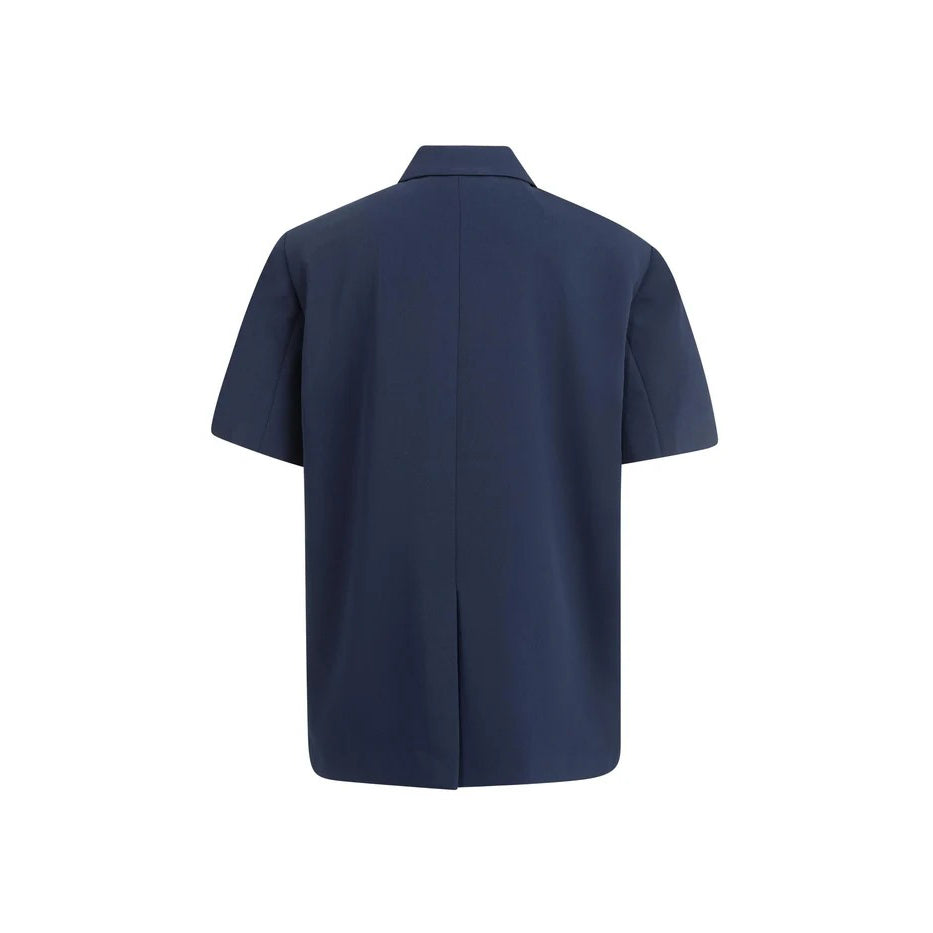 Oversized Blazer with Short Sleeves - Blue