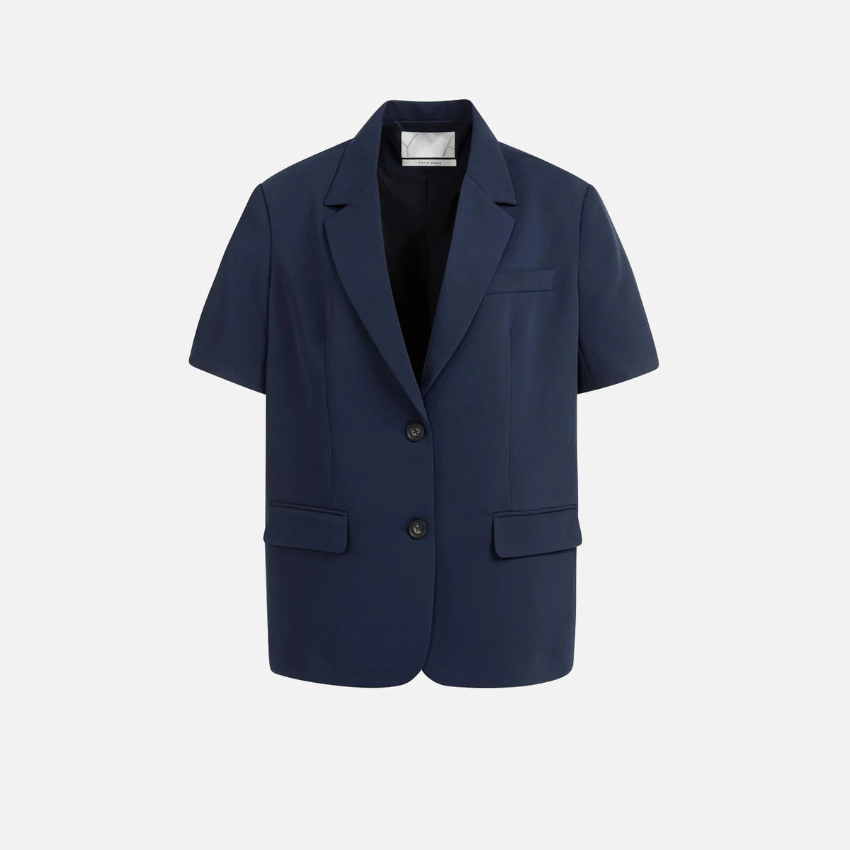 Oversized Blazer with Short Sleeves - Blue