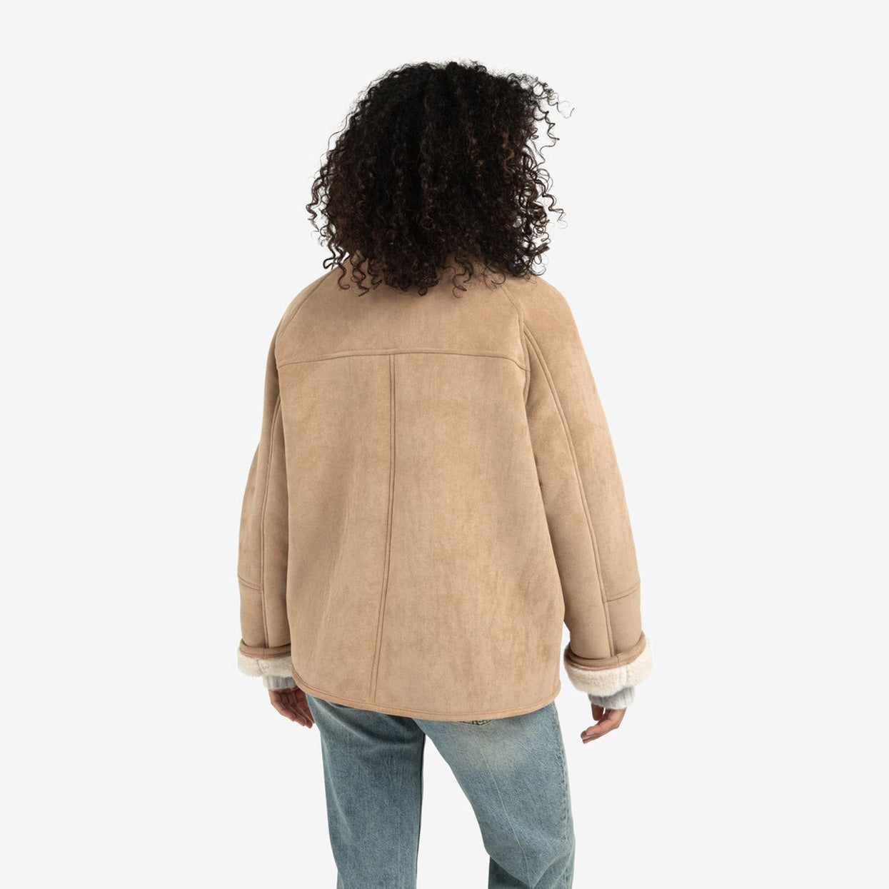 Oversized Lammy Coat with Raglan Sleeves