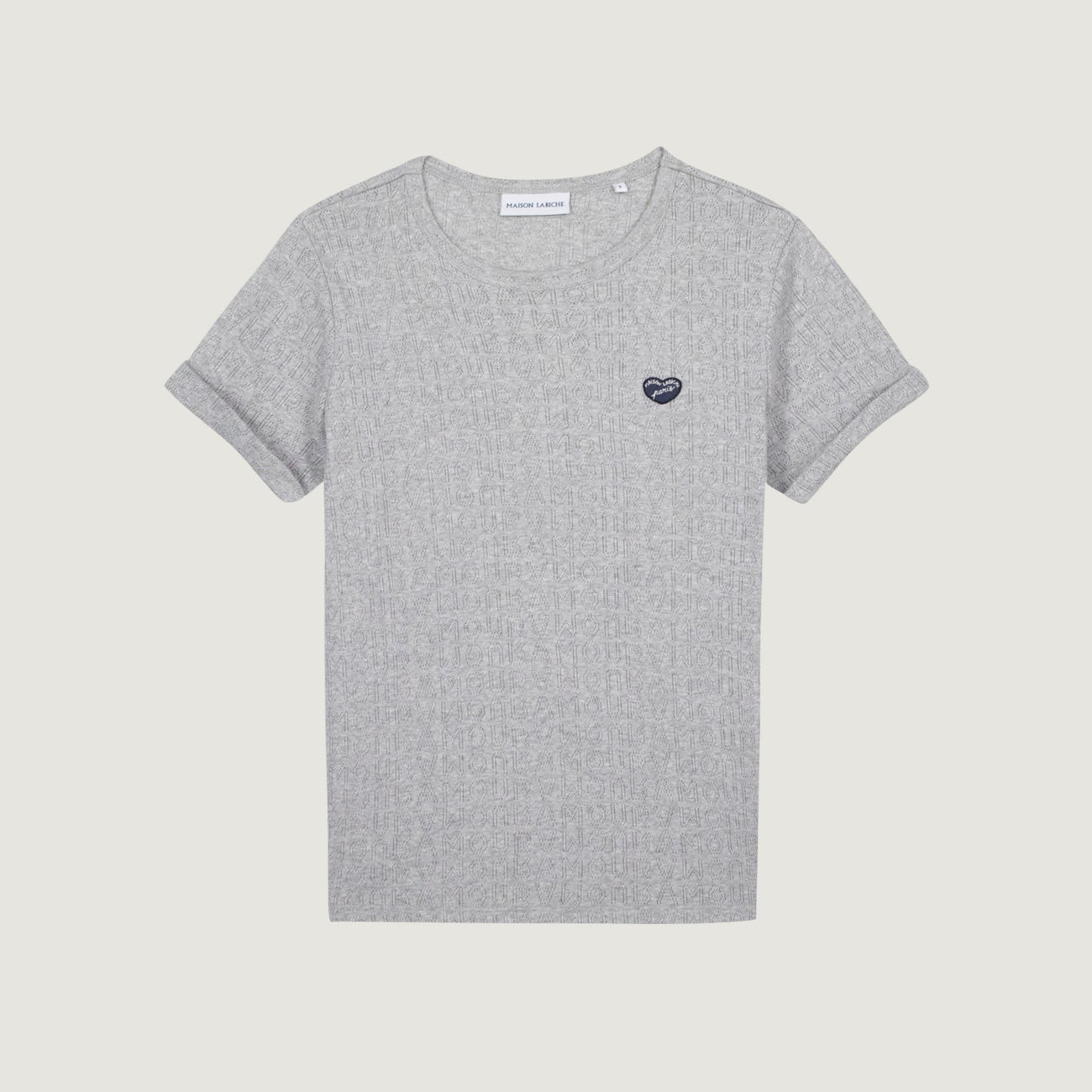 Poitou Pointelle Patch Coeur - Light Heather Grey