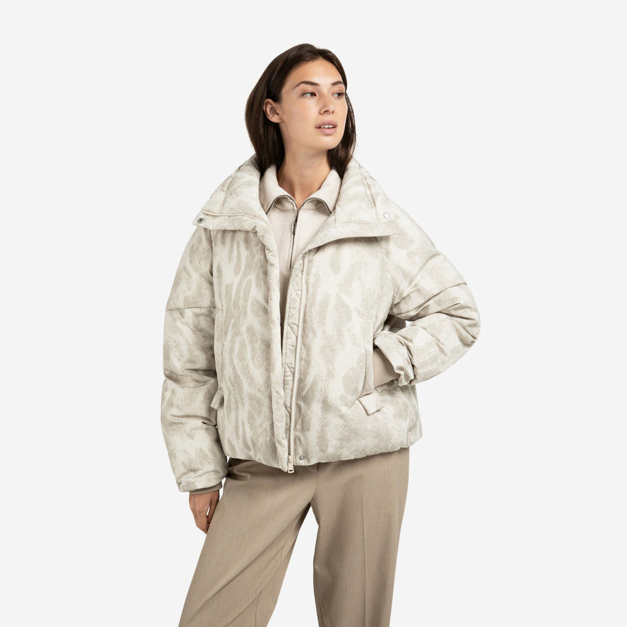 Padded Jacket with Abstract All-Over Print