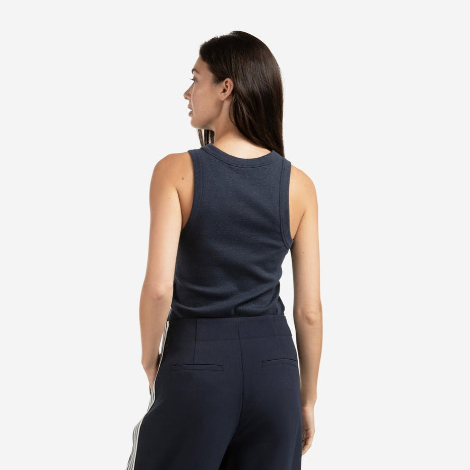 Ribbed Singlet with Subtle Shimmer - Inkwell Blue
