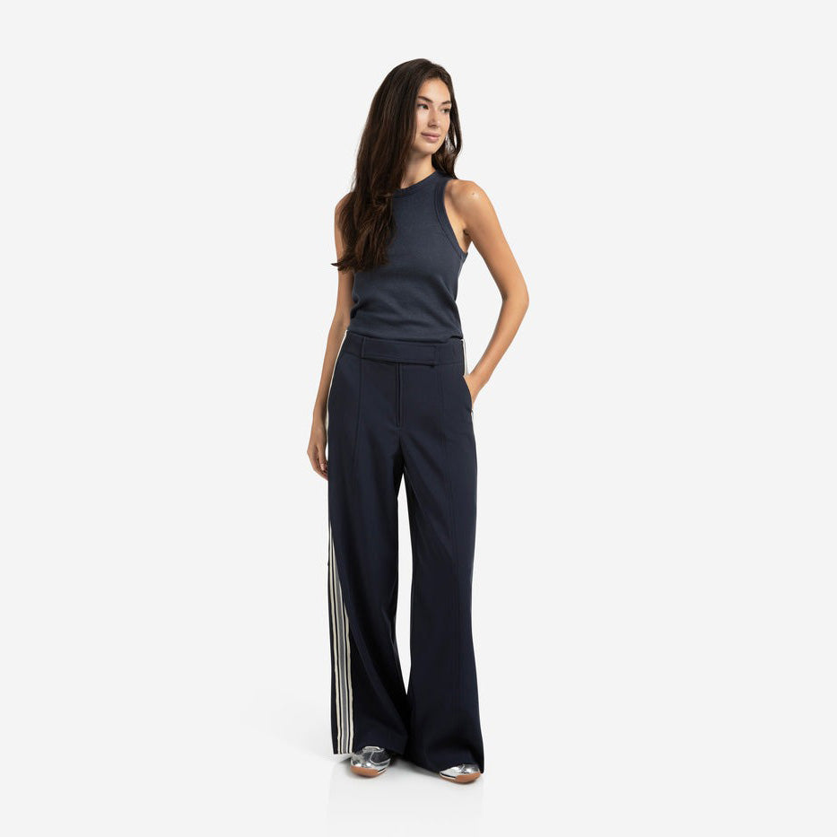 Ribbed Singlet with Subtle Shimmer - Inkwell Blue
