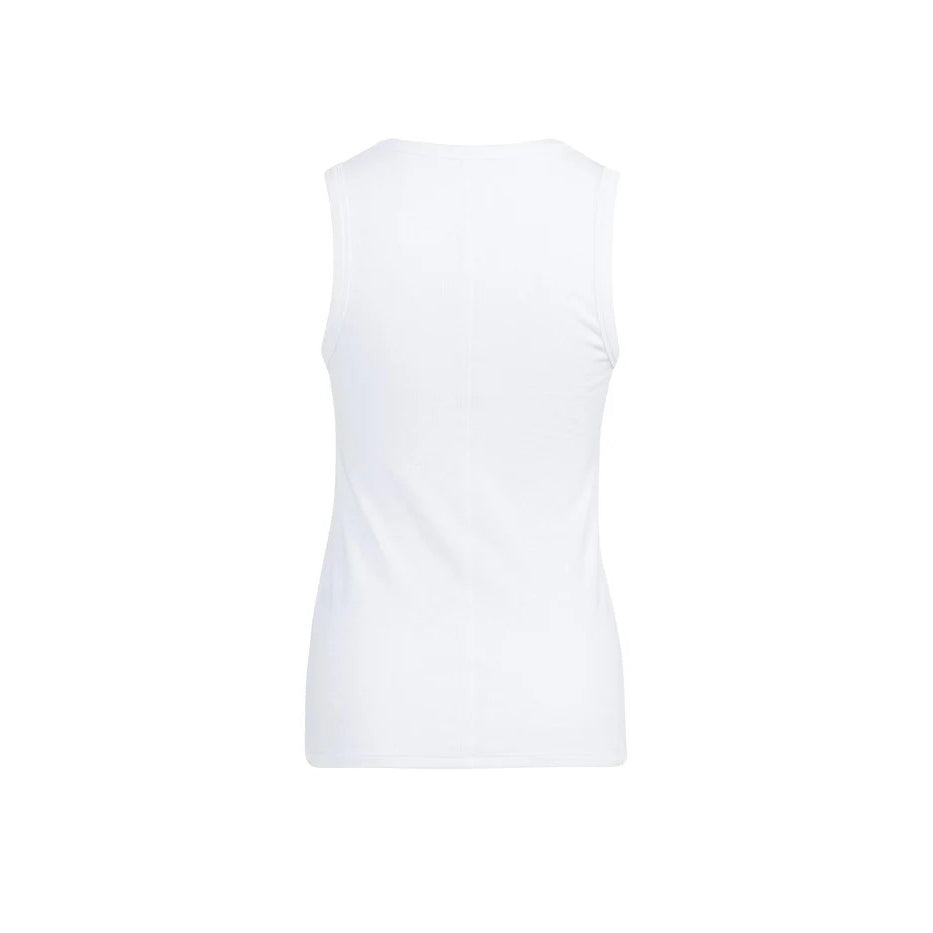 Ribbed Singlet with Round Neckline - Pure White