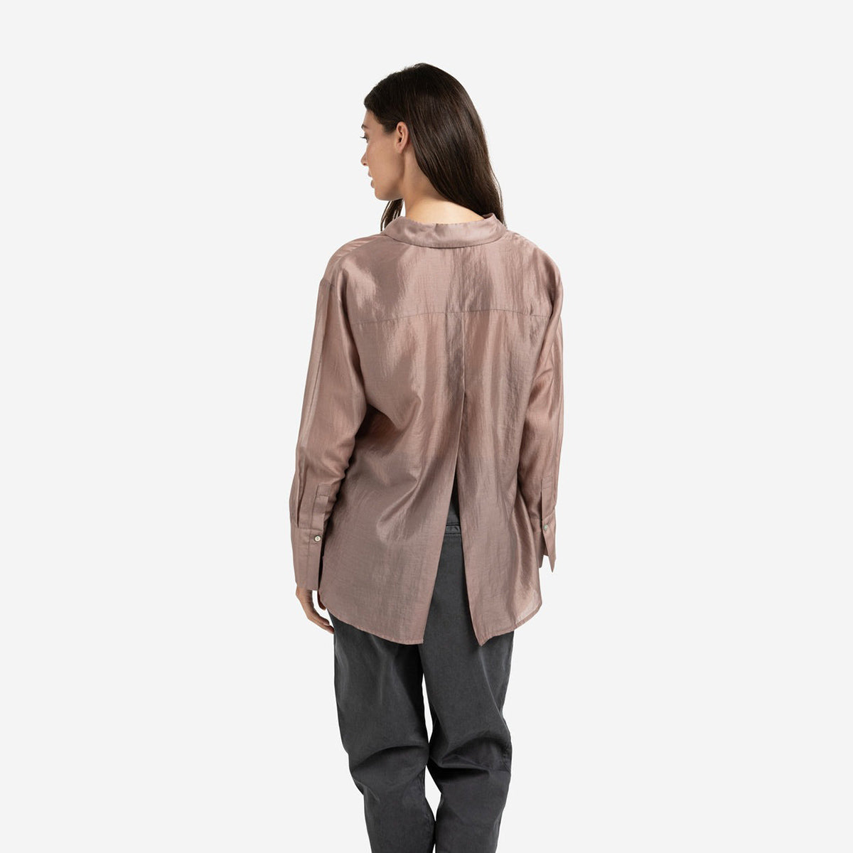 Sheer Blouse with Back Slit - Blush Pink