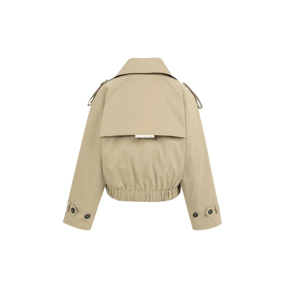 Short Bomber Jacket with Trench Coat Details