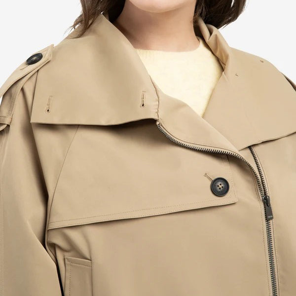 Short Bomber Jacket with Trench Coat Details
