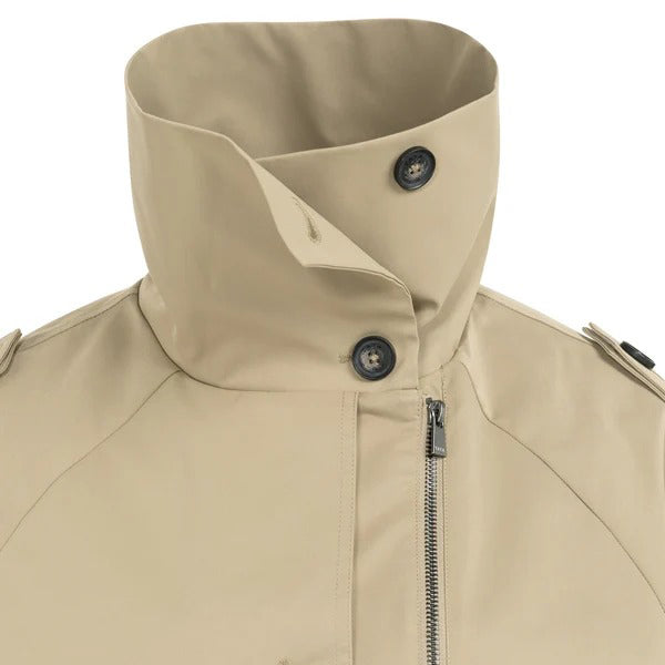 Short Bomber Jacket with Trench Coat Details