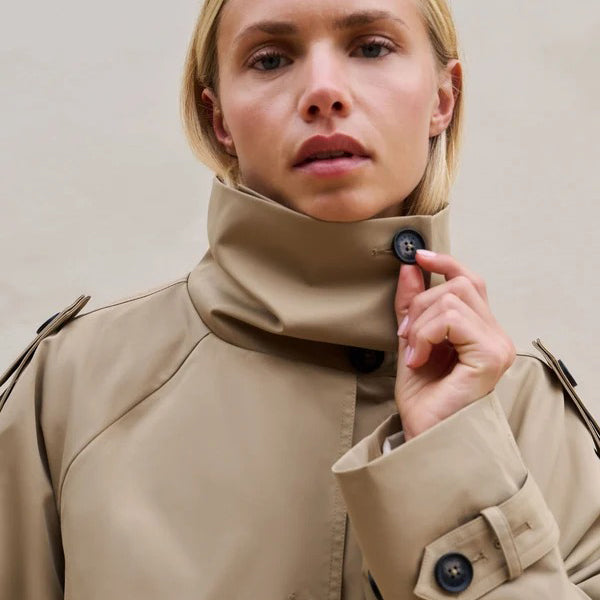 Short Bomber Jacket with Trench Coat Details