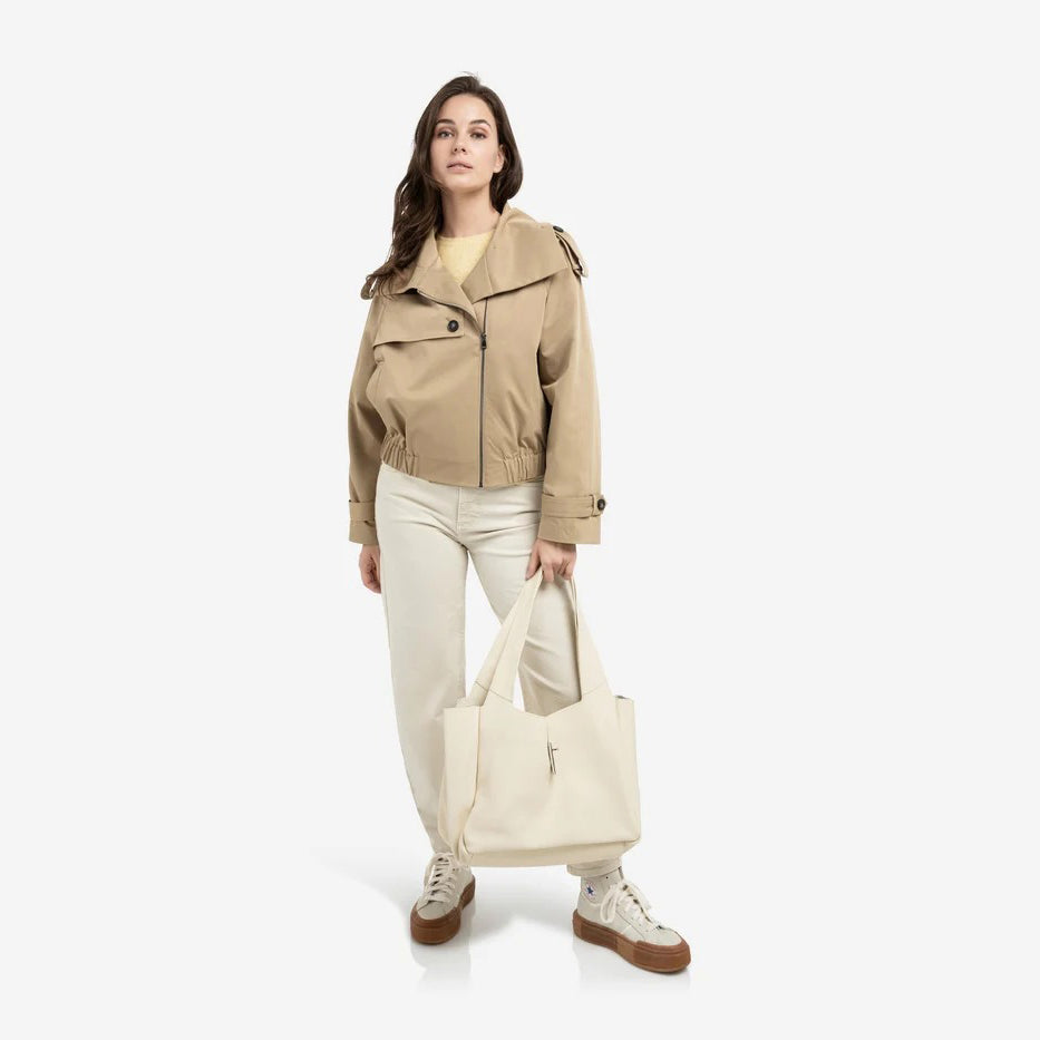 Short Bomber Jacket with Trench Coat Details