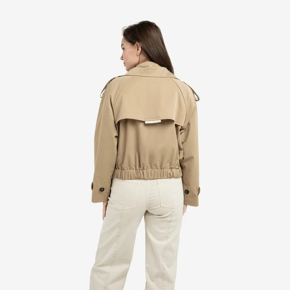 Short Bomber Jacket with Trench Coat Details