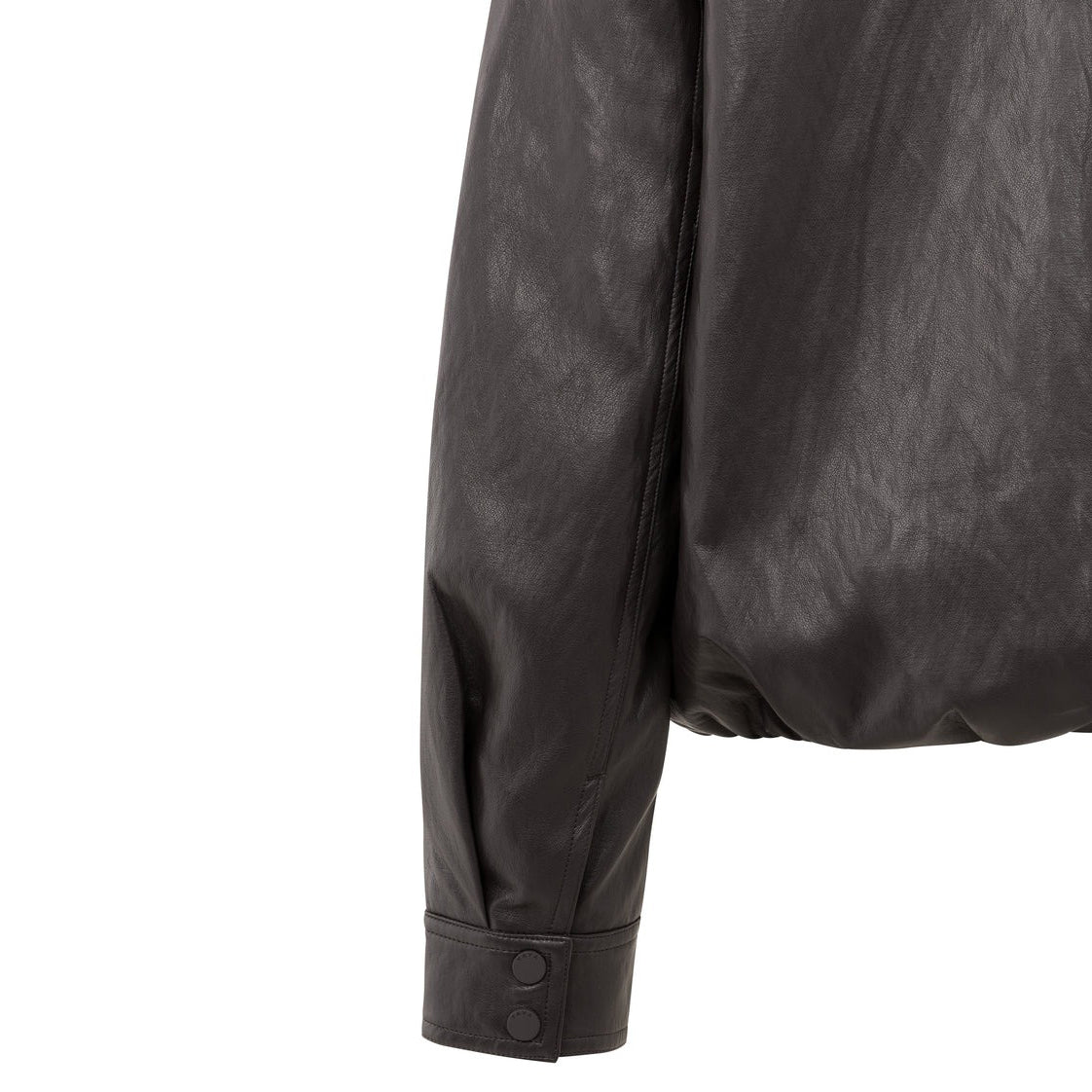 Short Faux Leather Jacket with Elastic Hem