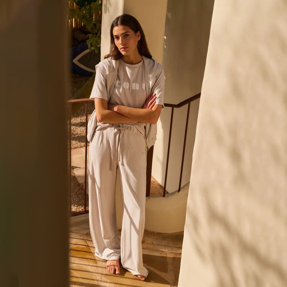 Wide-Leg Trousers with Pleats & Drawcord