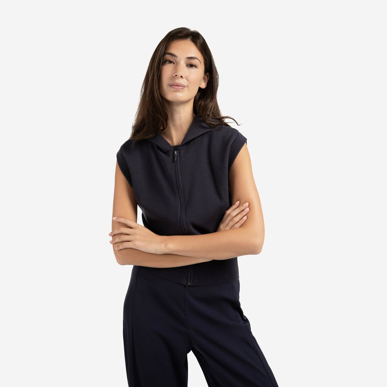 Sleeveless Hoodie with Zipper