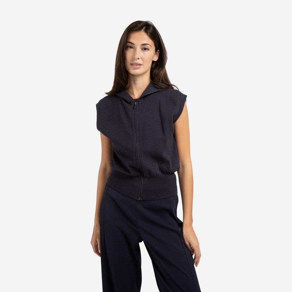 Sleeveless Hoodie with Zipper