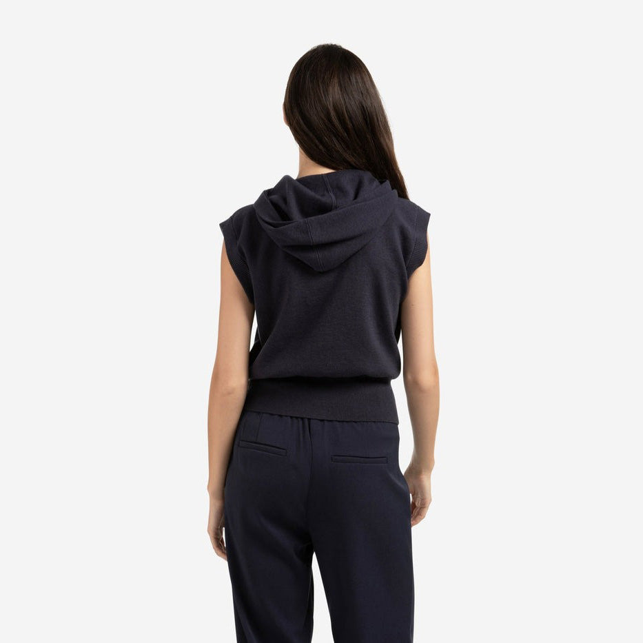 Sleeveless Hoodie with Zipper