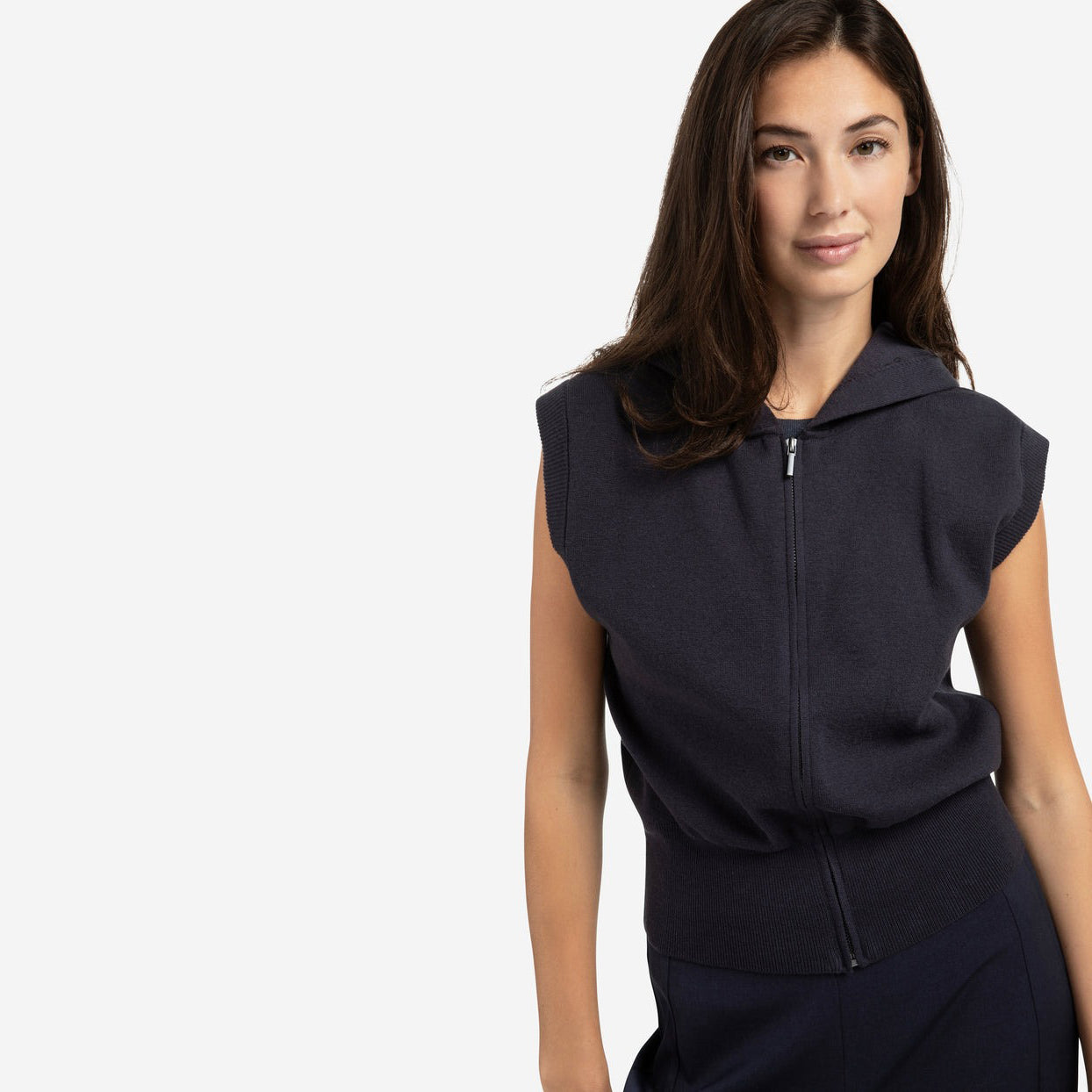 Sleeveless Hoodie with Zipper