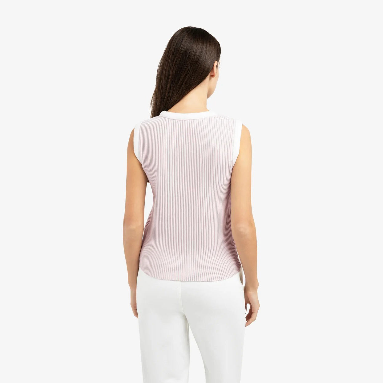 Sleeveless Ribbed Sweater with Crew Neckline