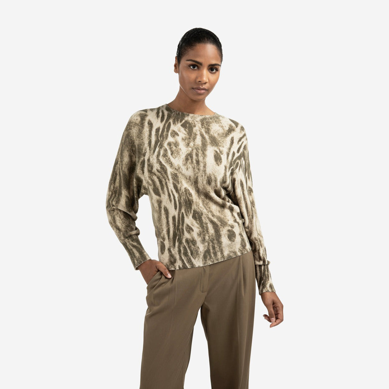 Soft Sweater with an Abstract All-Over Print