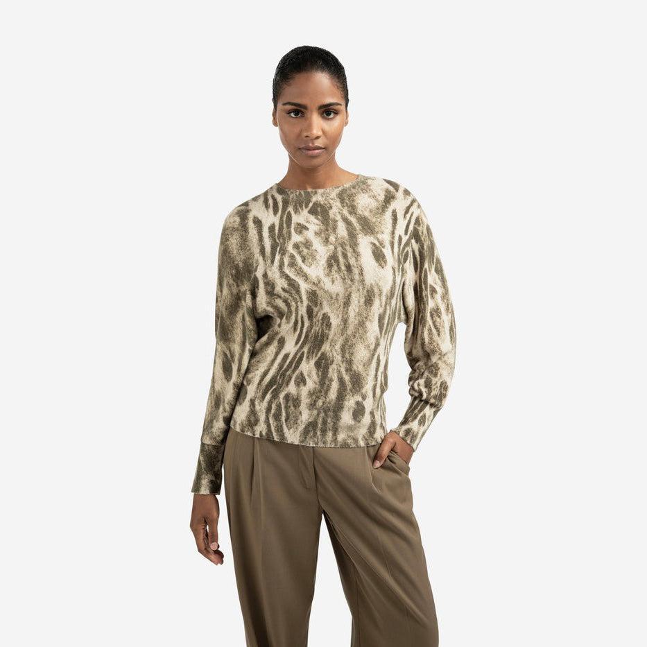 Soft Sweater with an Abstract All-Over Print