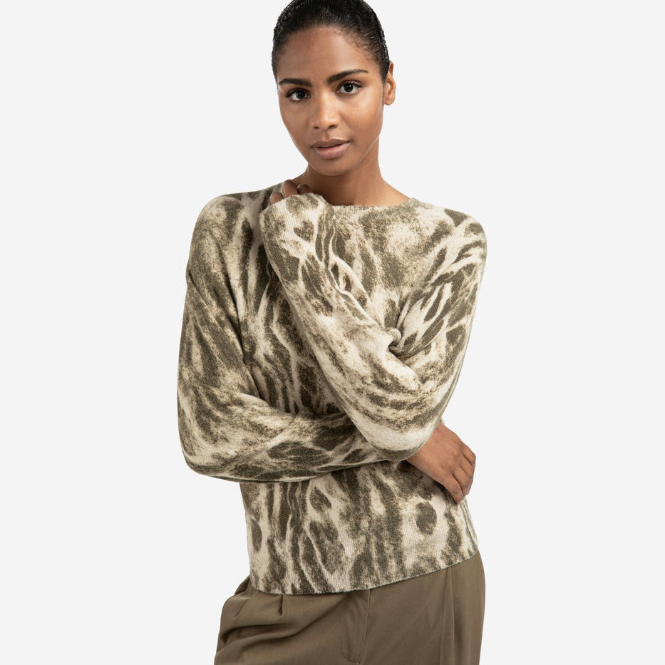 Soft Sweater with an Abstract All-Over Print