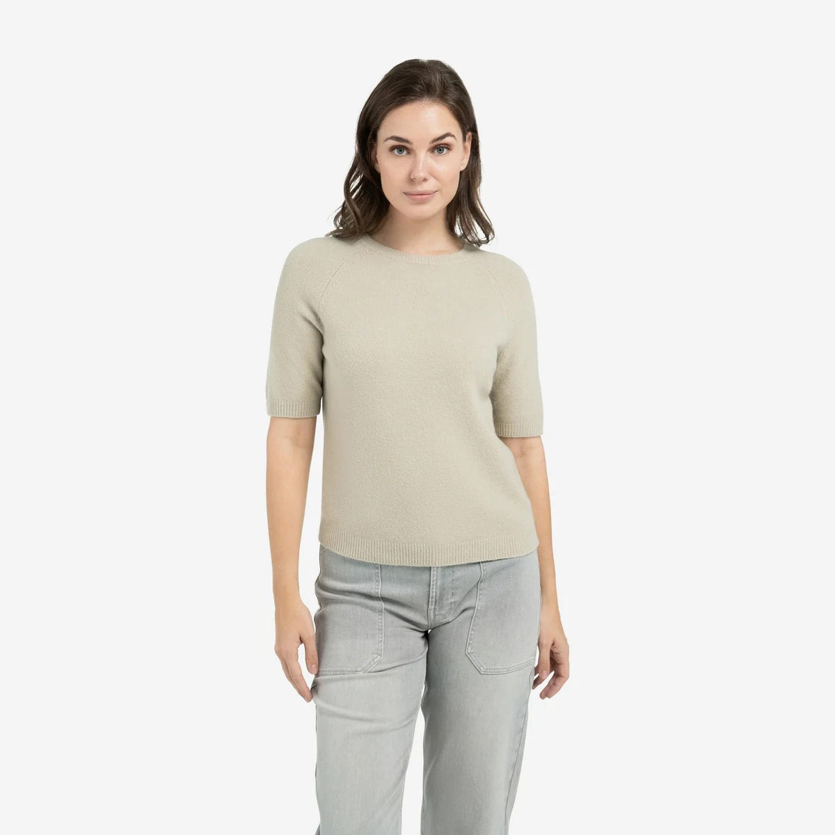 Raglan Short Sleeve Sweater - Mist Green Melange