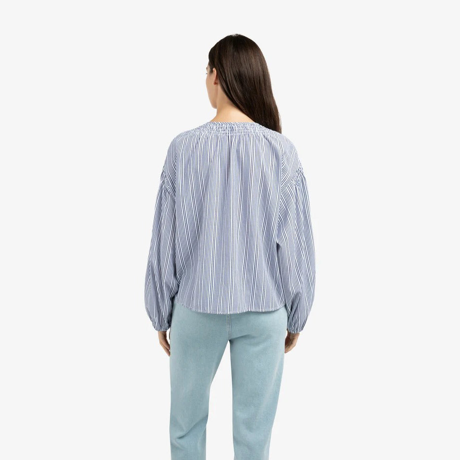 Striped Blouse with Pleat Details