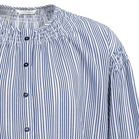 Striped Blouse with Pleat Details
