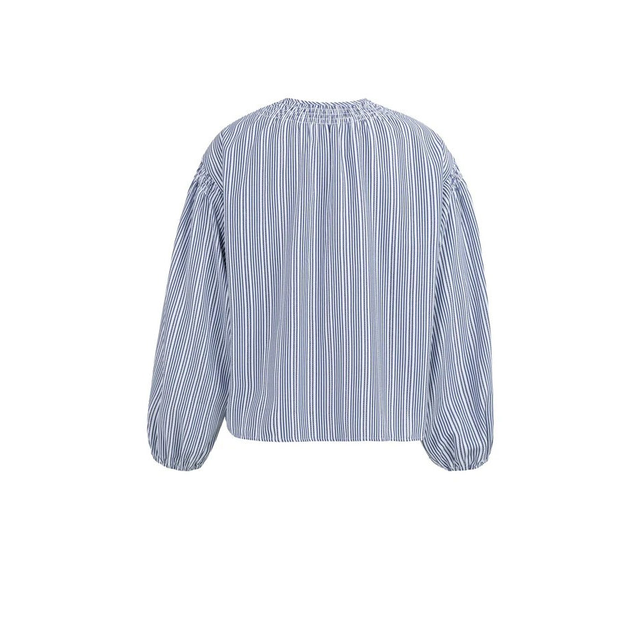 Striped Blouse with Pleat Details