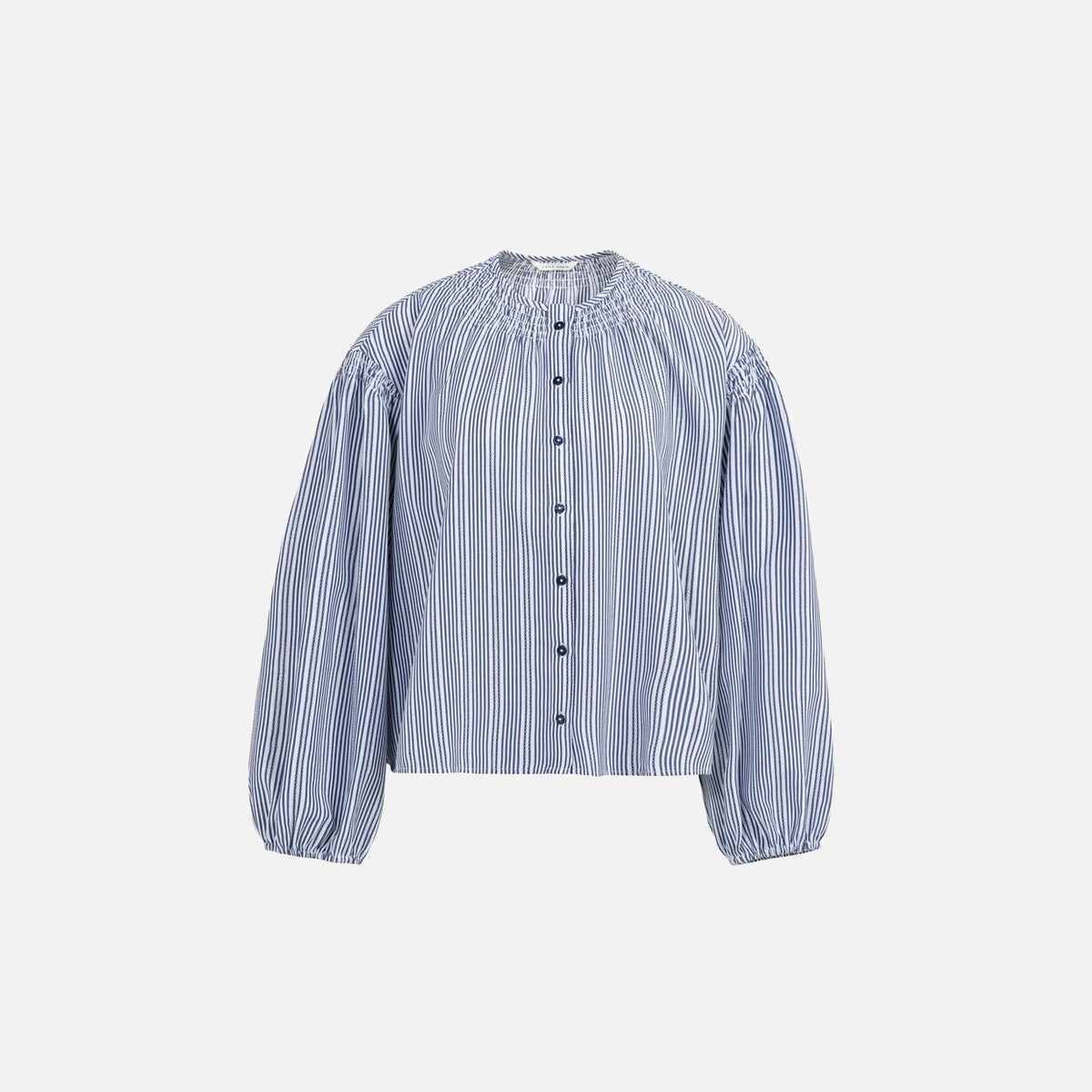 Striped Blouse with Pleat Details