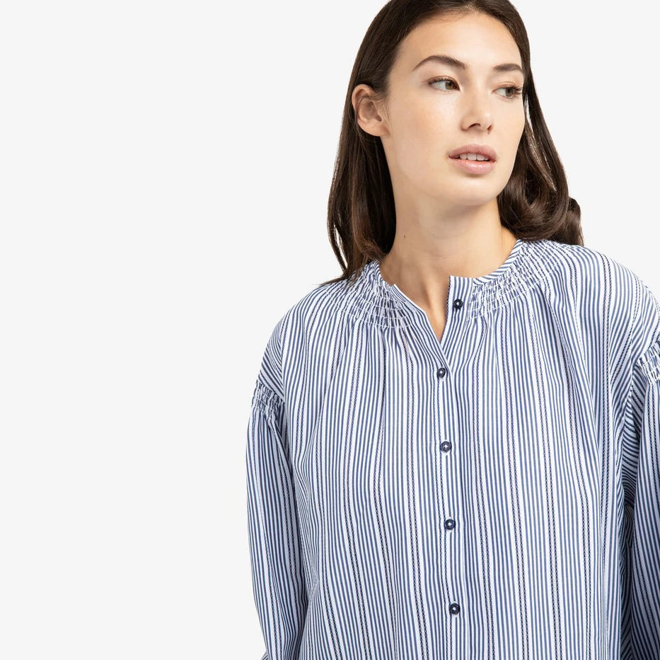 Striped Blouse with Pleat Details