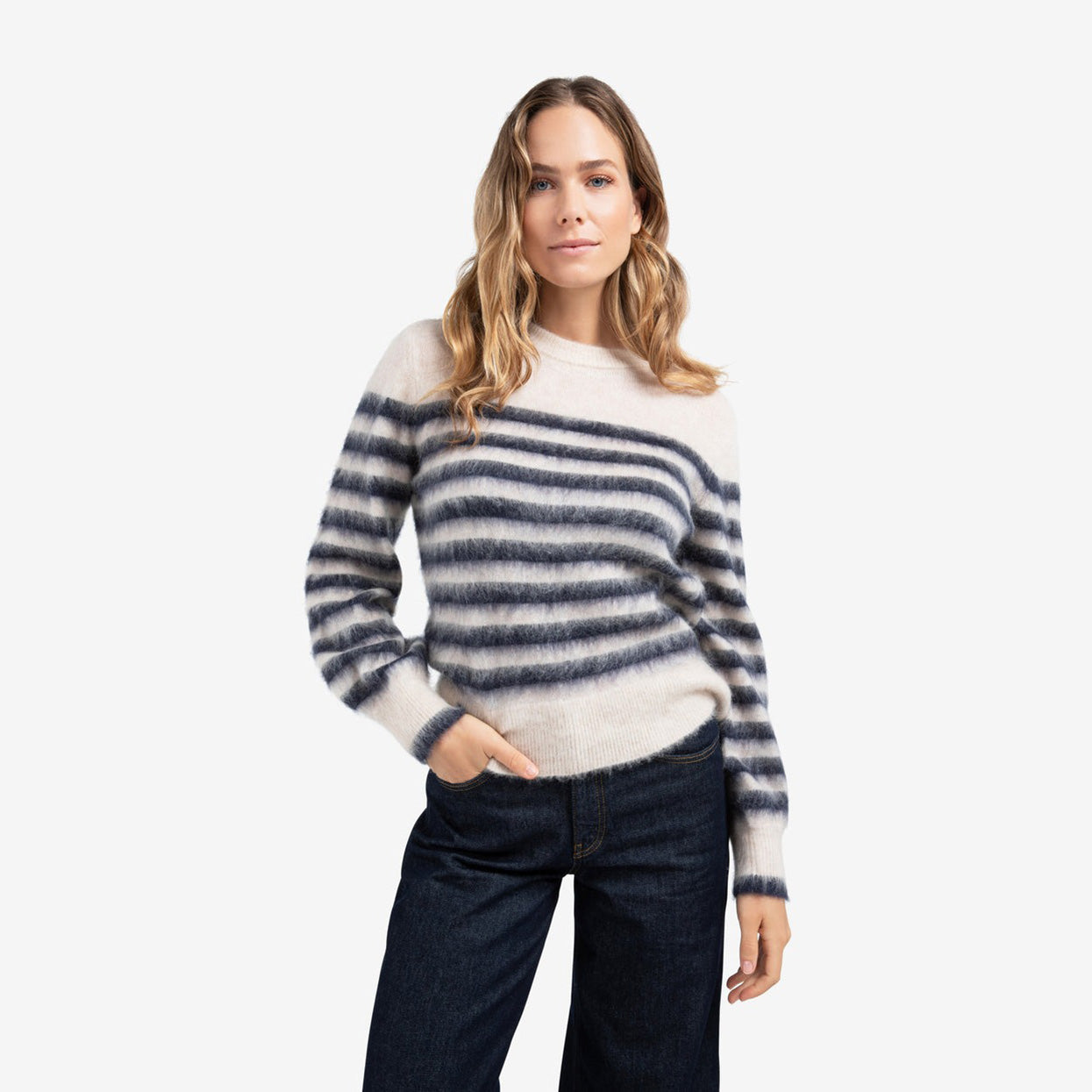 Striped Sweater with Round Neck