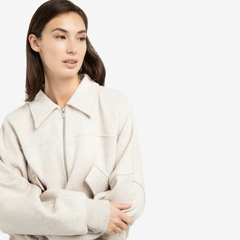 Sweat Jacket with Pockets - Slate grey melange