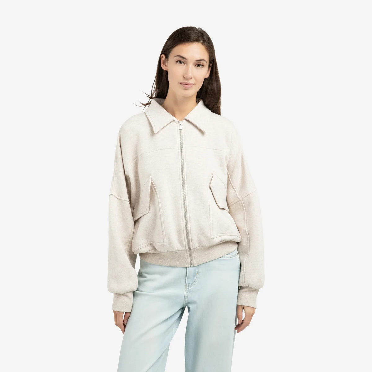 Sweat Jacket with Pockets - Slate grey melange