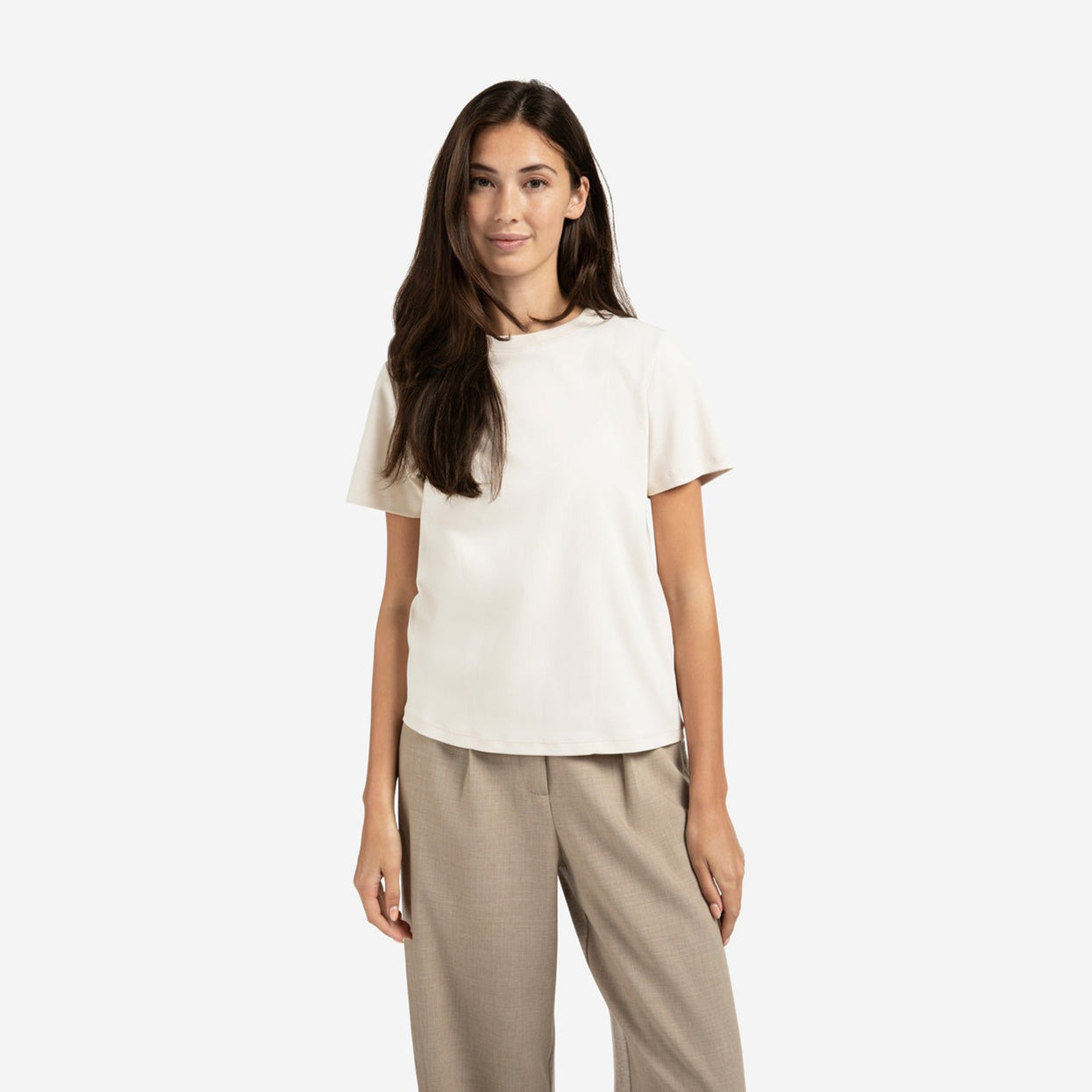 T-Shirt with Stitch Details - Chalk White